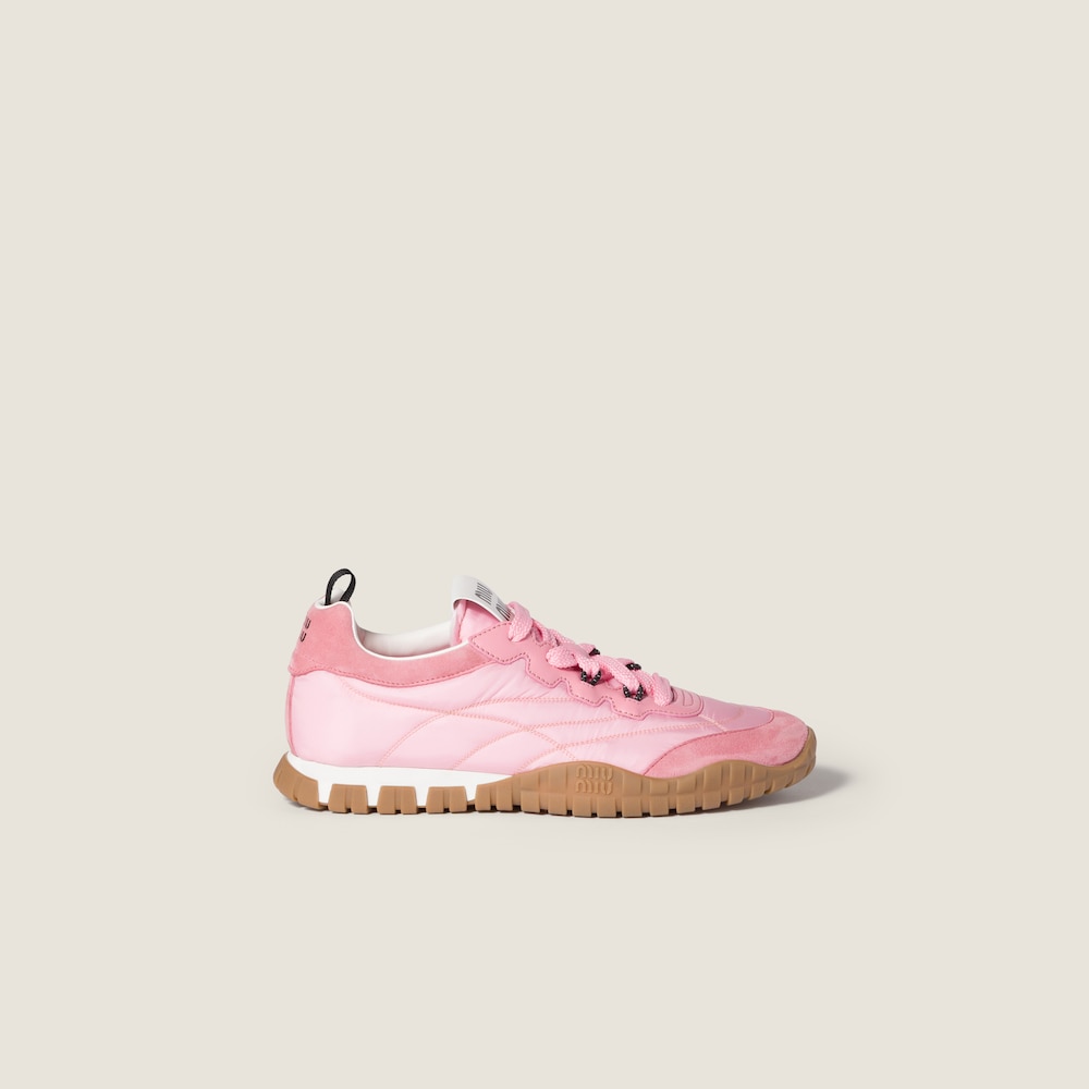 Miu Miu Tyre technical fabric and suede sneakers Pink
