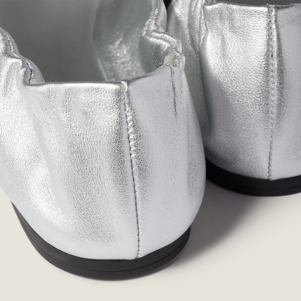 Miu Miu Ruches mordoré nappa leather ballerinas Silver