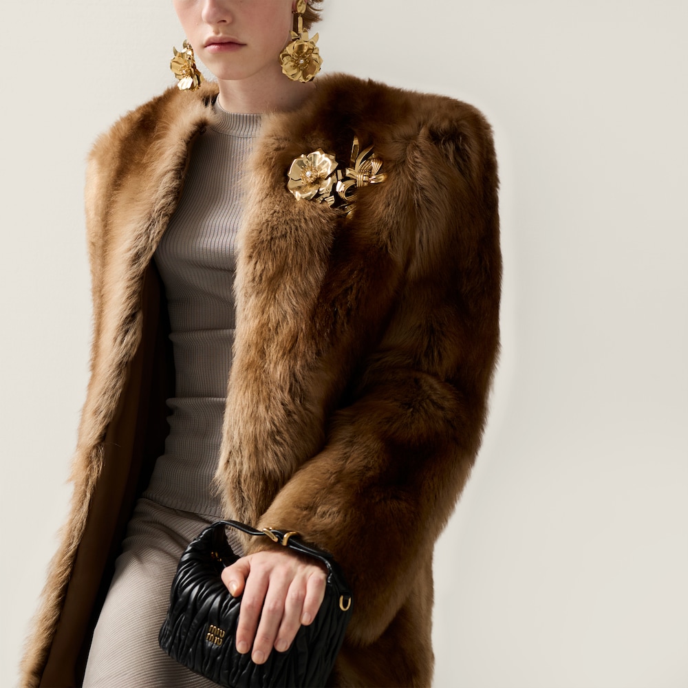 Miu Miu Shearling fur jacket Tobacco