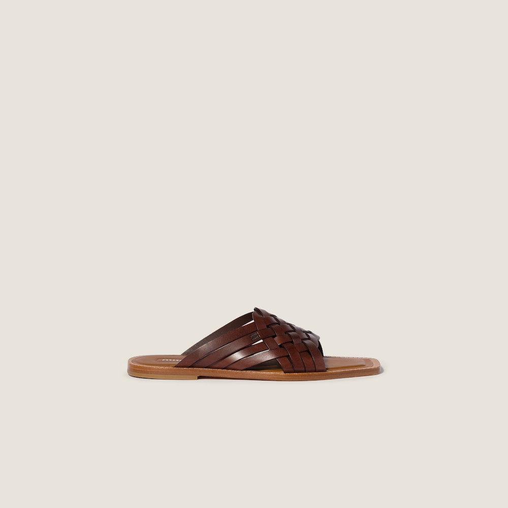 Miu Miu Leather slides Coffee