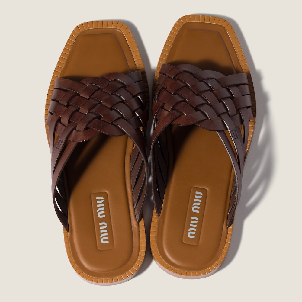 Miu Miu Leather slides Coffee
