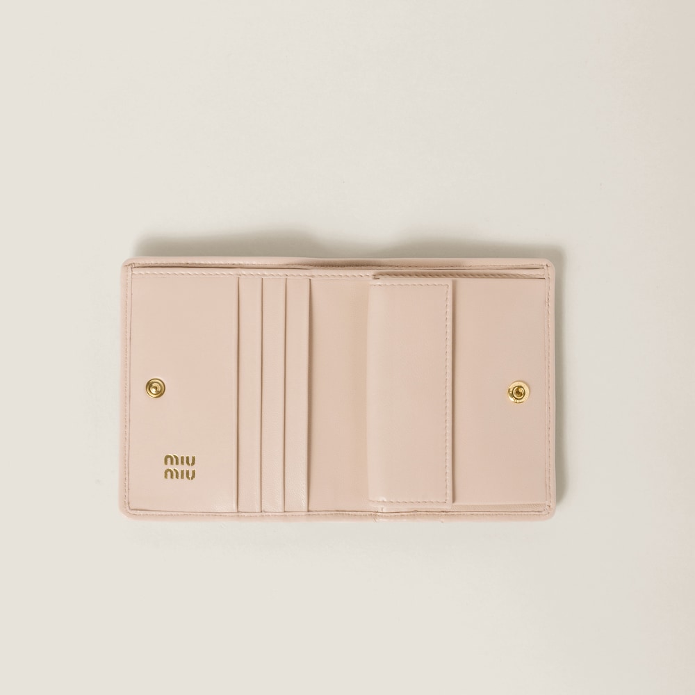 Miu Miu Small matelassé nappa leather wallet Powder Pink