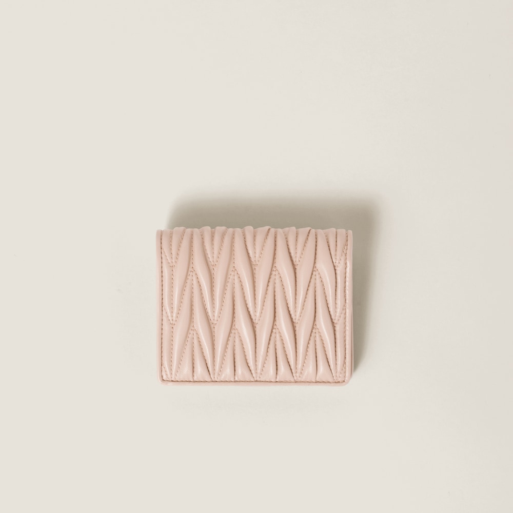 Miu Miu Small matelassé nappa leather wallet Powder Pink