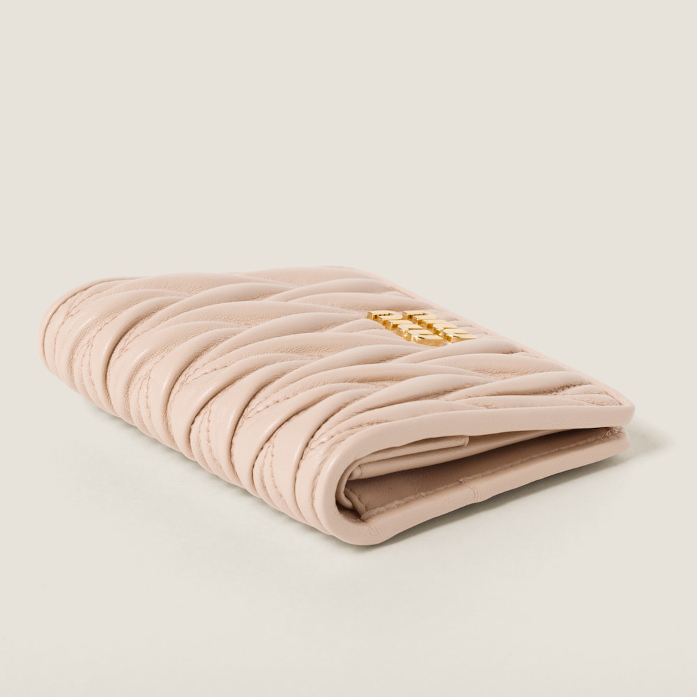 Miu Miu Small matelassé nappa leather wallet Powder Pink
