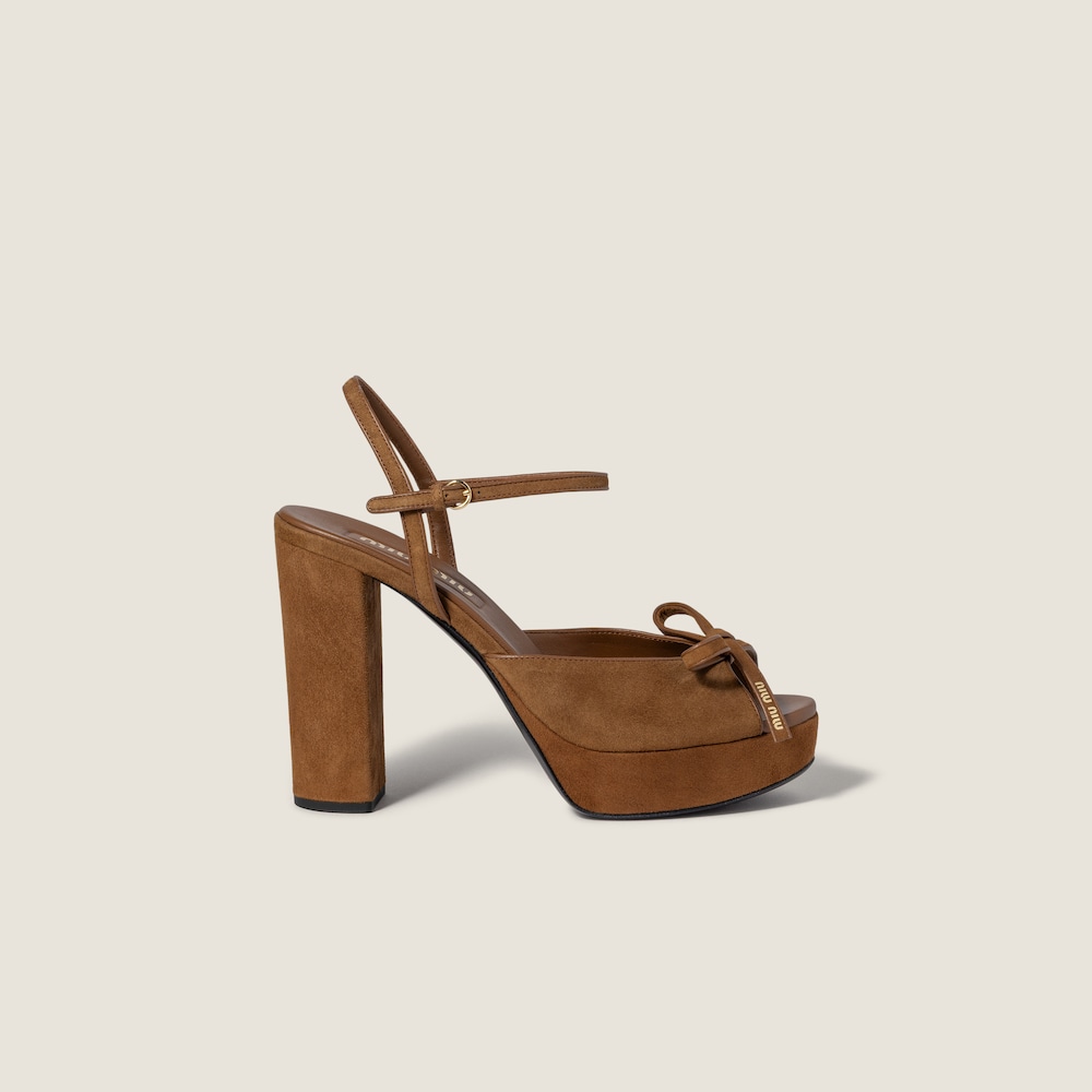 Miu Miu Suede platform sandals Oak
