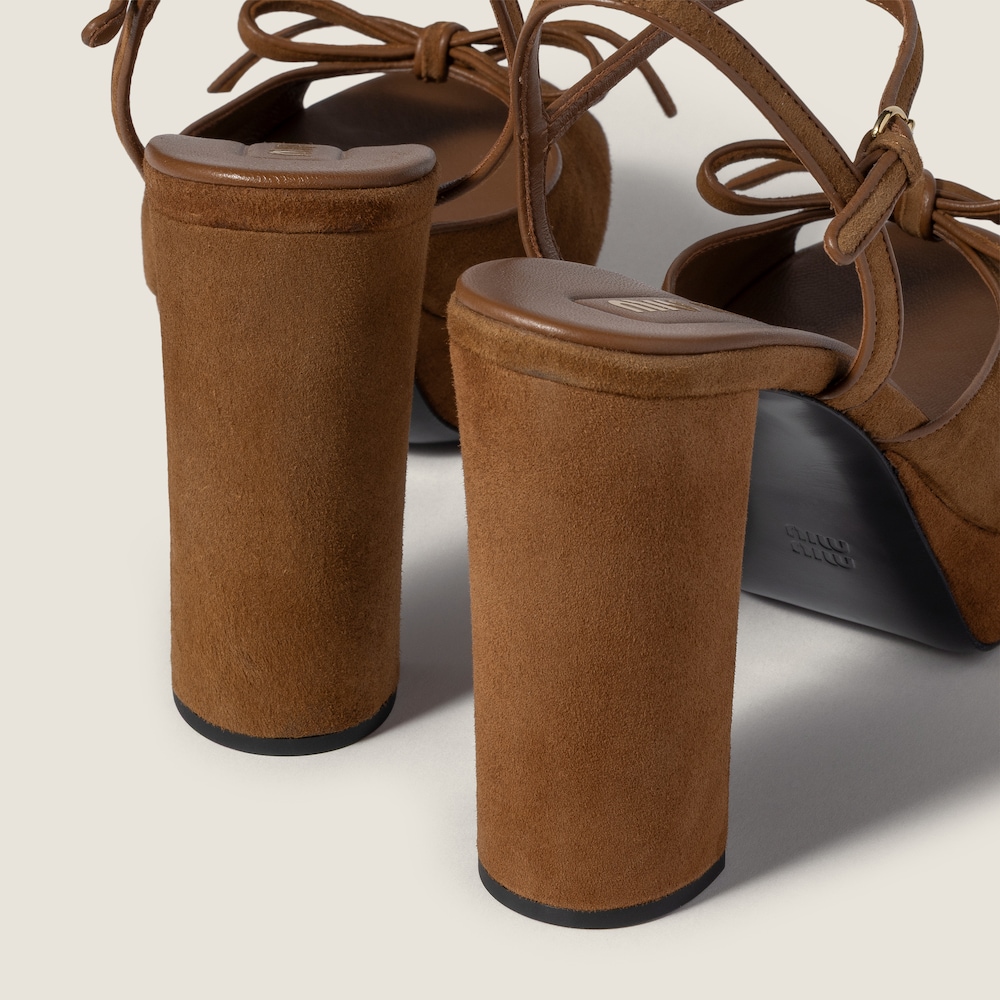 Miu Miu Suede platform sandals Oak