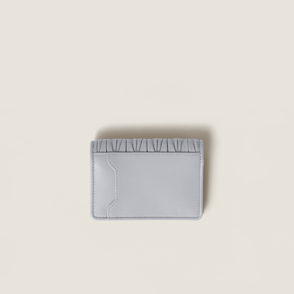 Miu Miu Matelassé nappa leather card holder Pearl Gray