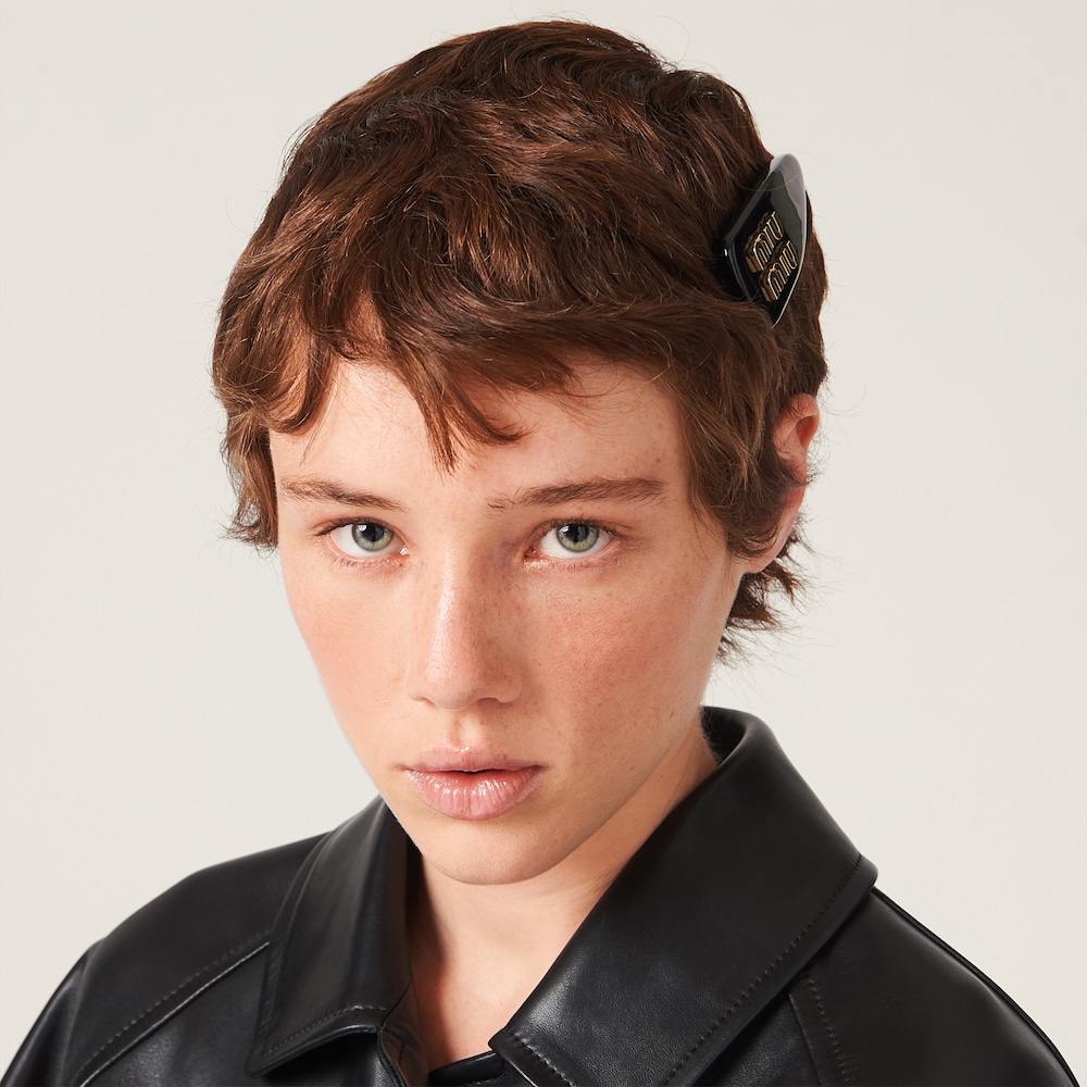 Miu Miu Patent leather hair clip - Black