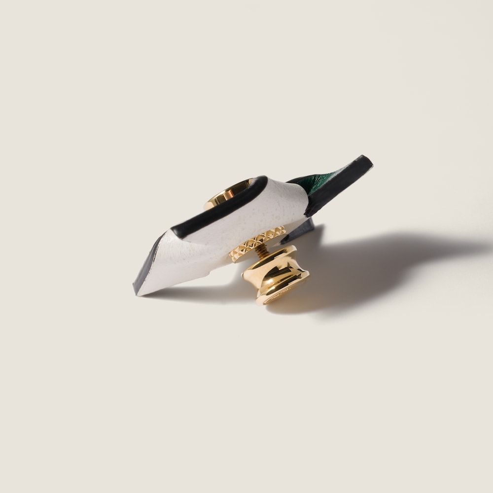 Miu Miu Leather pinwheel brooch - Billiard Green / White