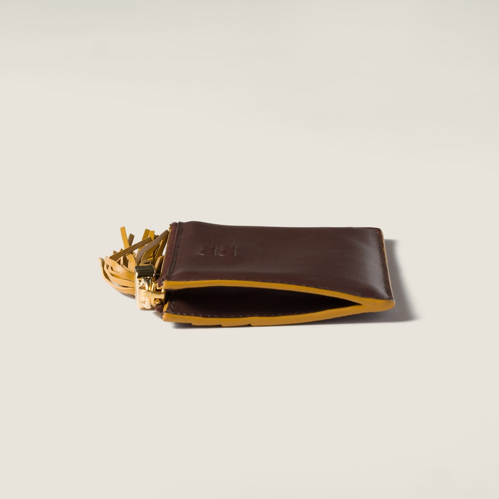Miu Miu Leather card holder Briarwood / Whisky