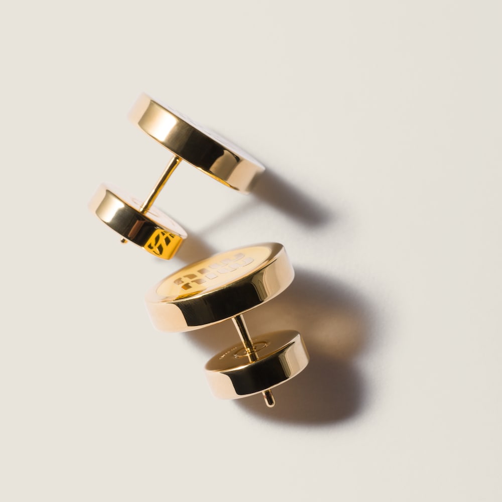 Miu Miu Enameled metal earrings Lemon Yellow