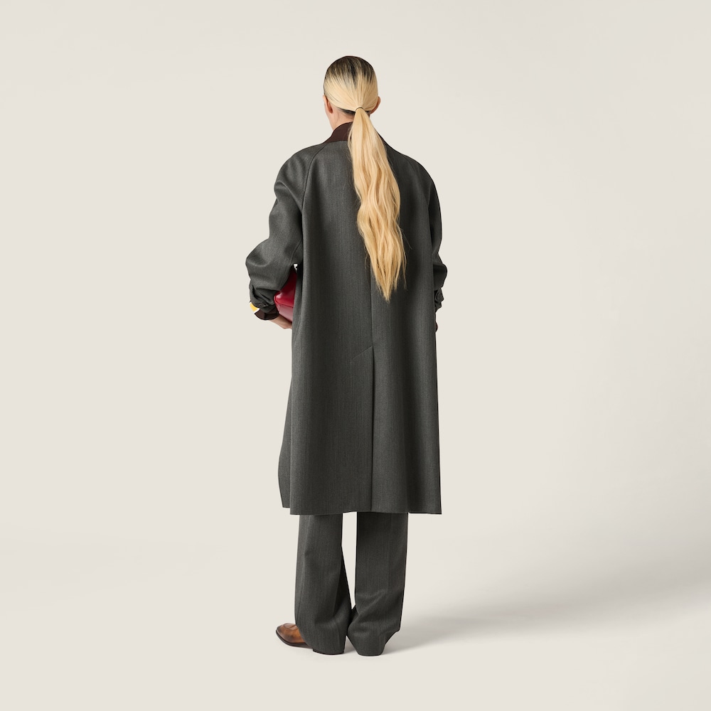 Miu Miu Single-breasted coat in Cover fabric Slate Gray