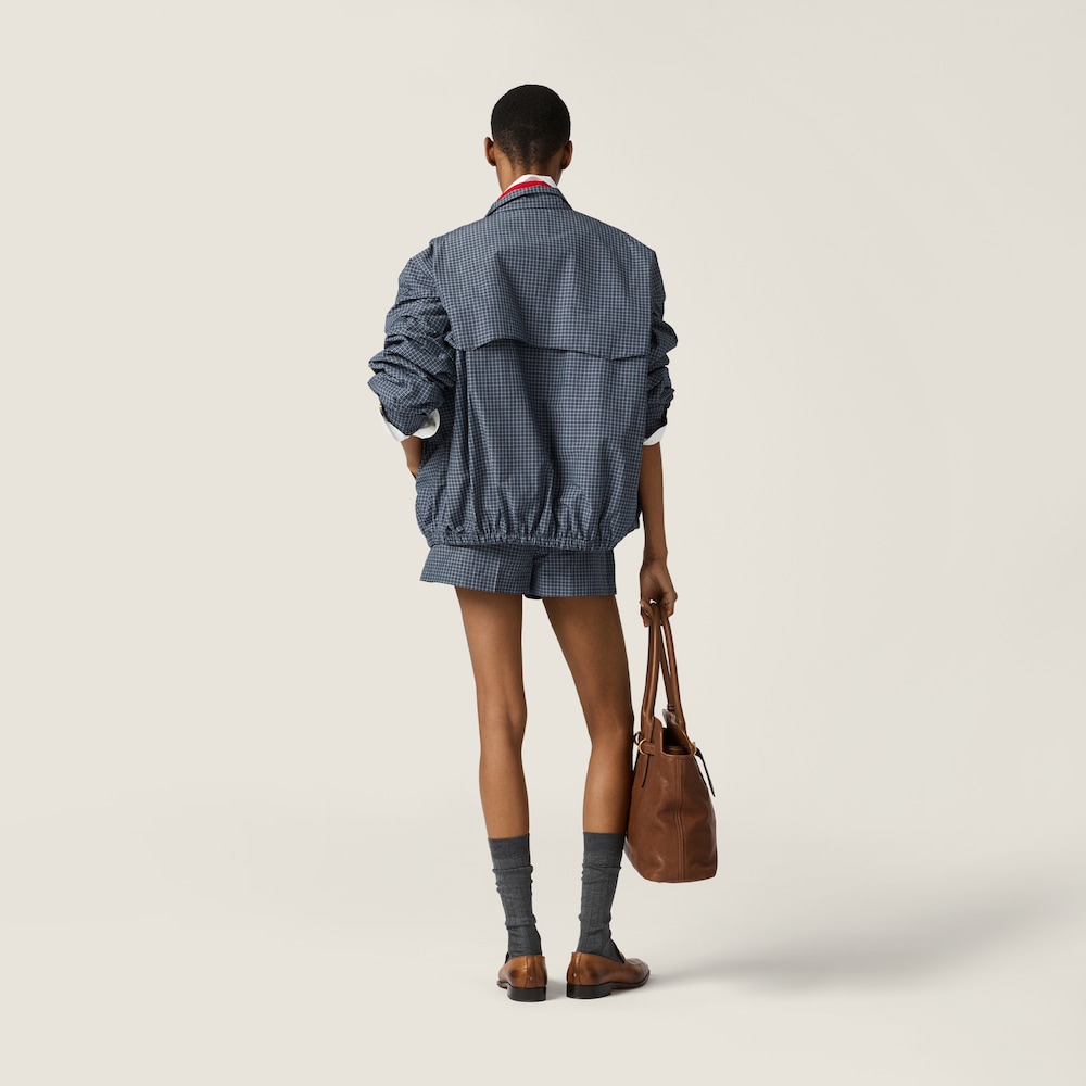 Miu Miu Checked technical fabric blouson jacket Navy