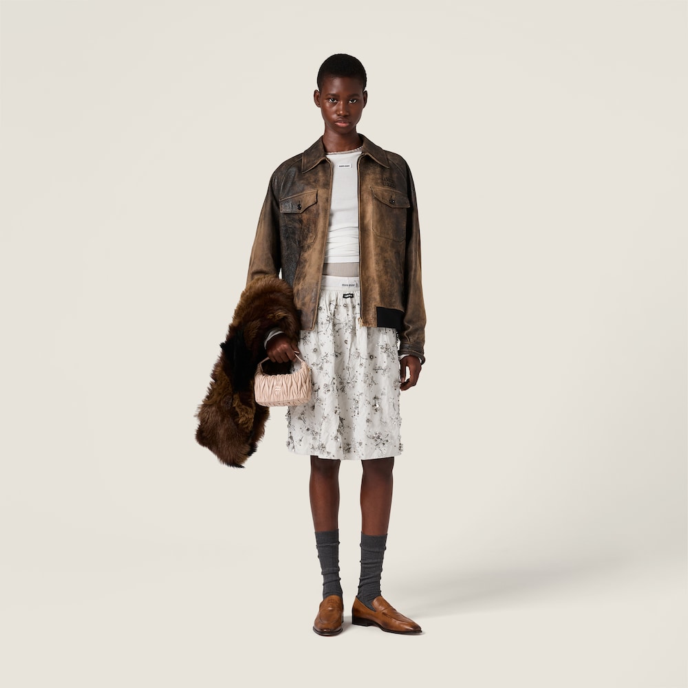 Miu Miu Waxed suede leather jacket Black