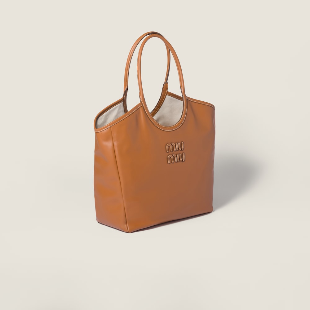 Miu Miu Ivy leather bag Cognac