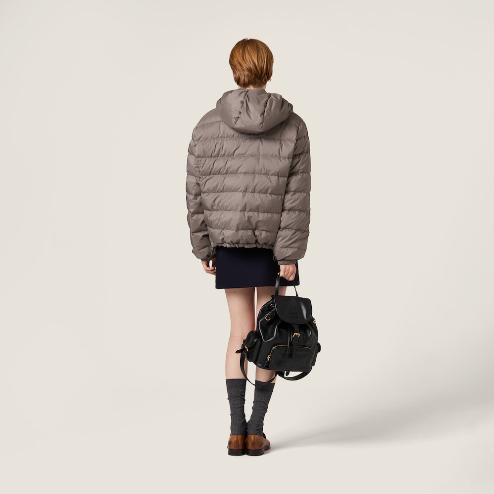 Miu Miu Technical pongé down jacket Steel Gray