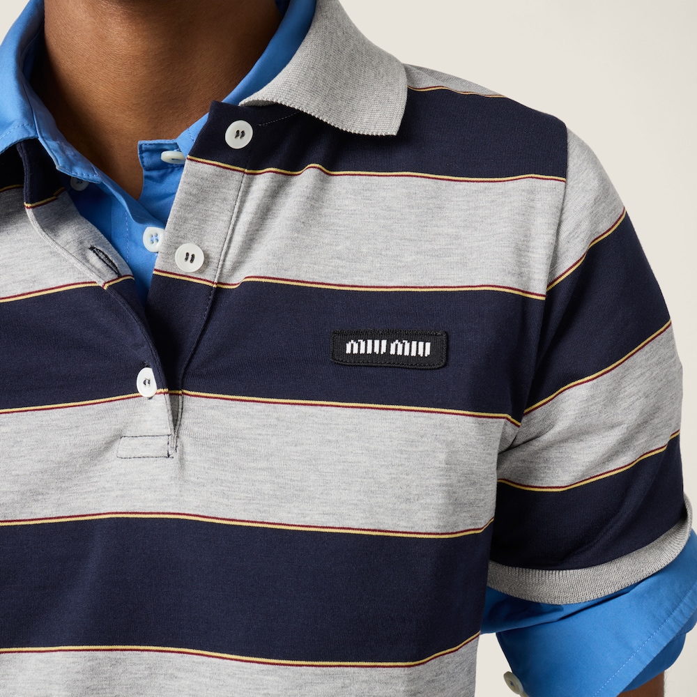 Miu Miu Striped jersey polo shirt Blue / Grey