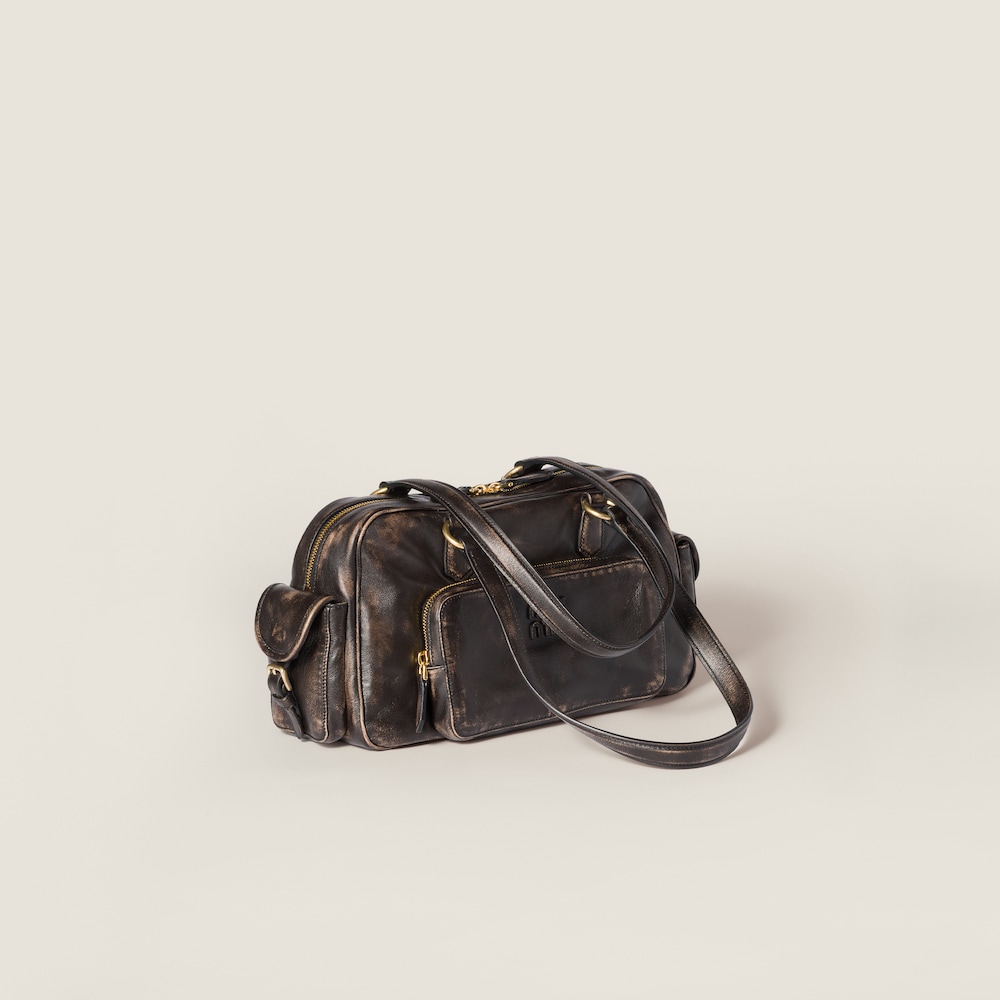 Miu Miu Pocket nappa leather top-handle bag Coffee
