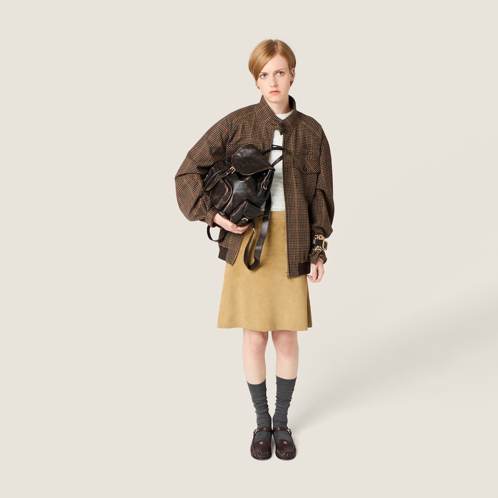 Miu Miu Leather loafers with strap Dark Brown