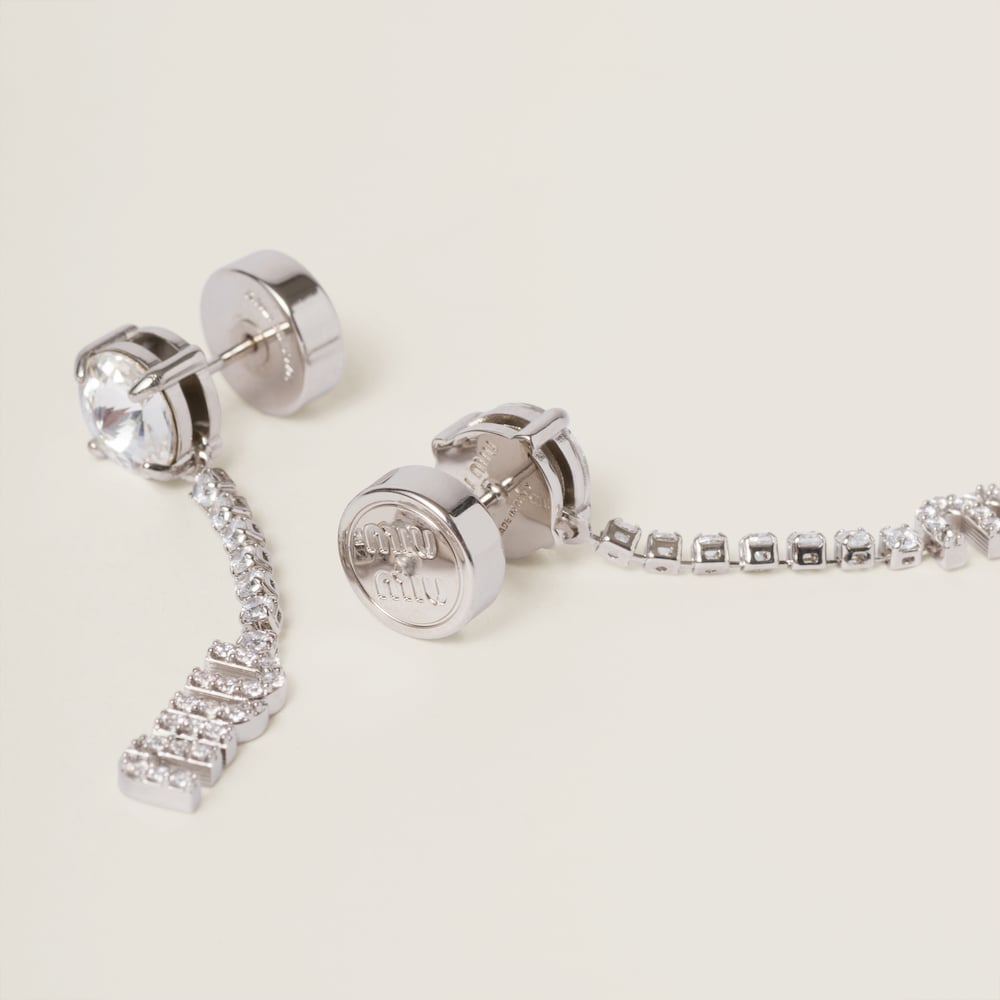 Miu Miu Metal earrings with crystals Steel / Crystal
