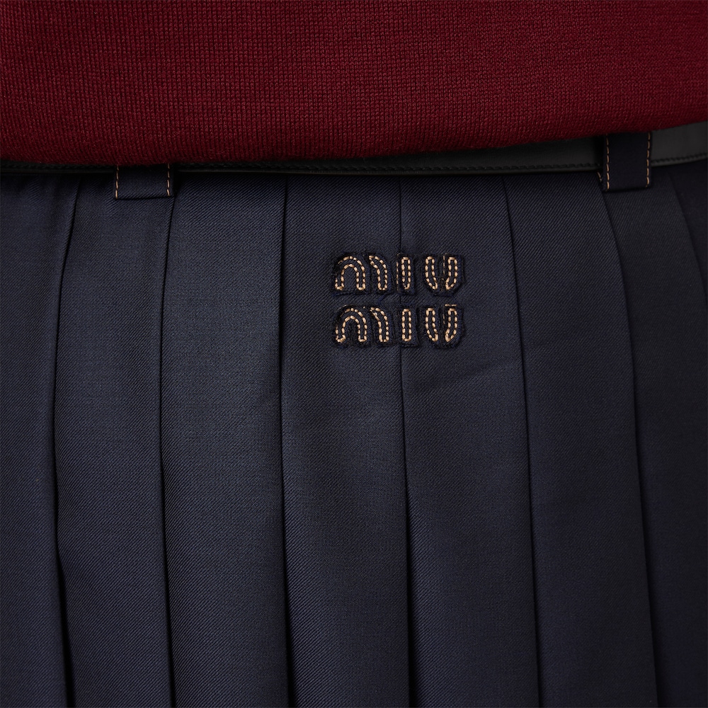 Miu Miu Pleated batavia miniskirt Navy