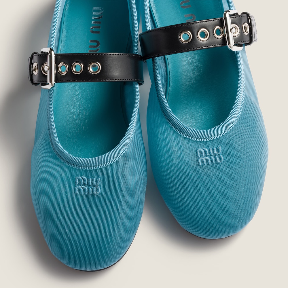 Miu Miu Mesh fabric ballerinas Anise