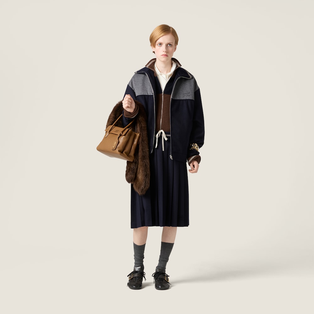 Miu Miu Velour blouson zipper jacket Blue / Grey