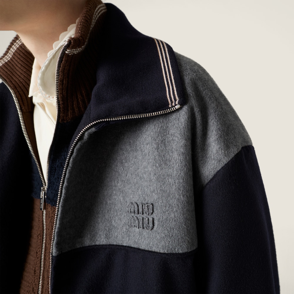 Miu Miu Velour blouson zipper jacket Blue / Grey
