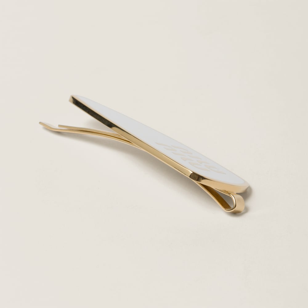 Miu Miu Enameled metal hair clip - White