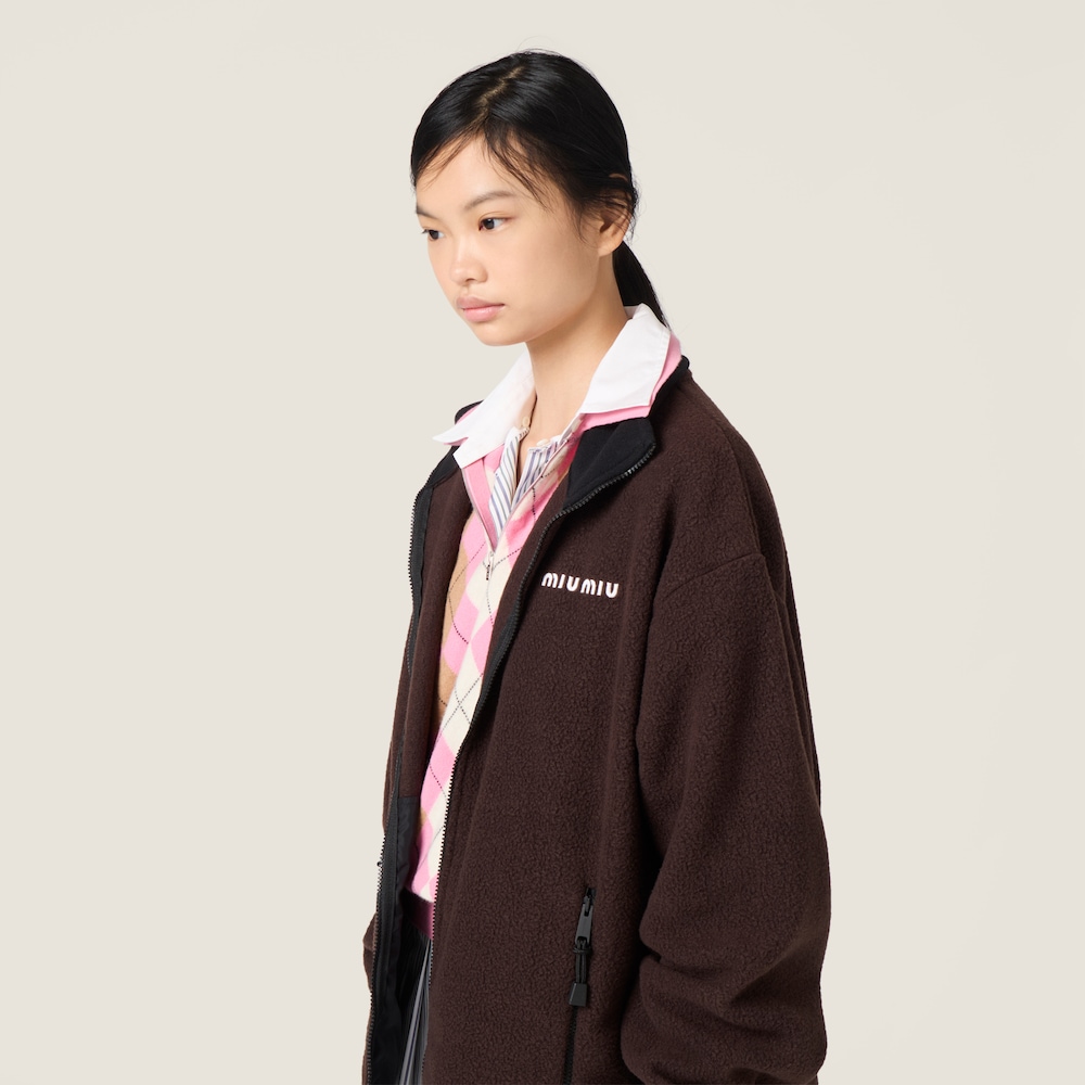 Miu Miu Fleece zipper jacket Ebony