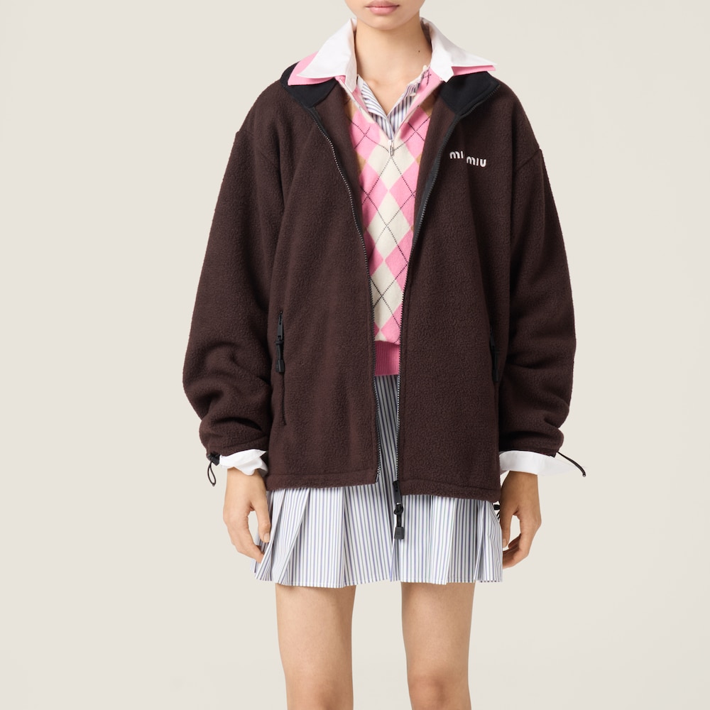 Miu Miu Fleece zipper jacket Ebony