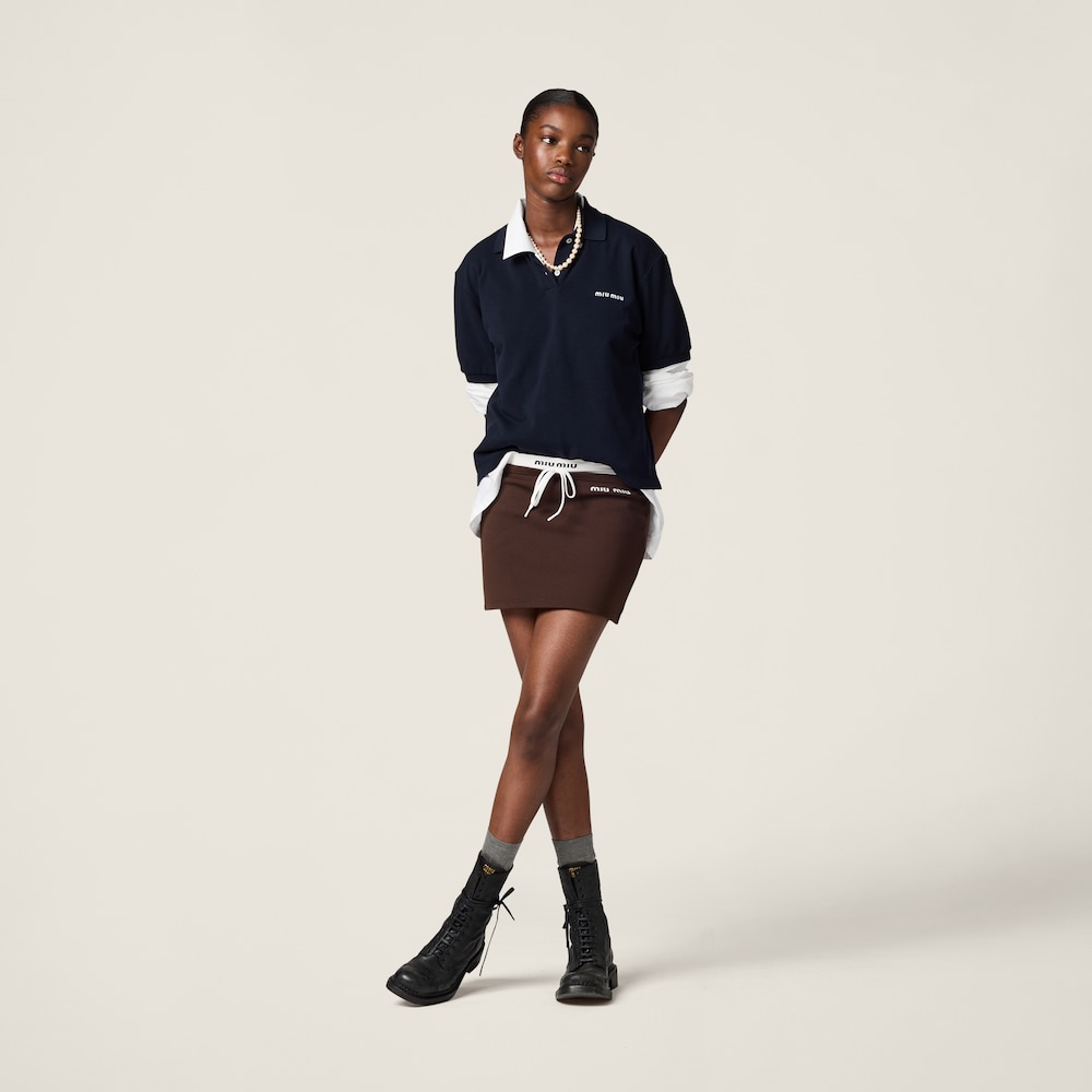 Miu Miu Technical yarn miniskirt Cocoa Brown