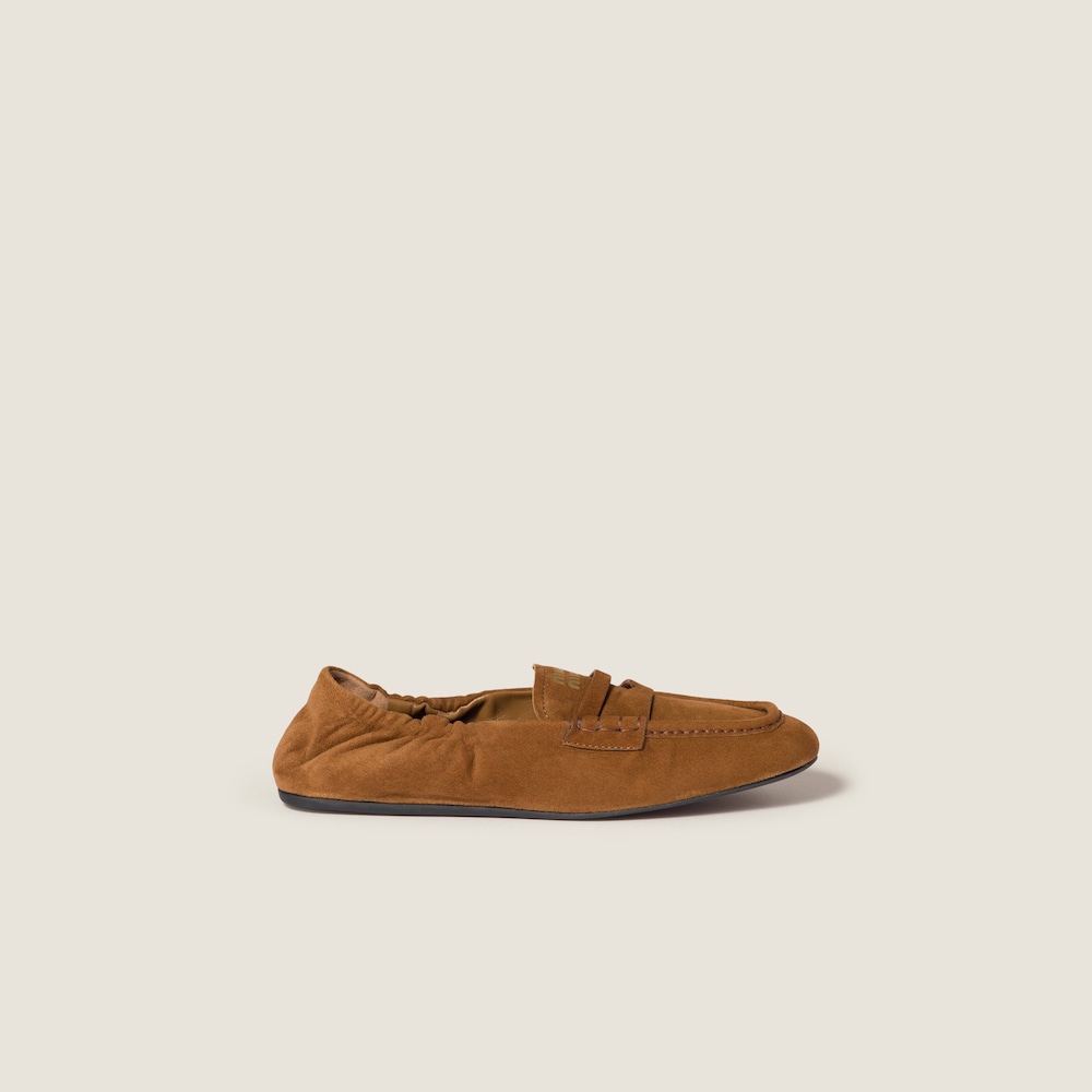 Miu Miu Ruches suede loafers Oak