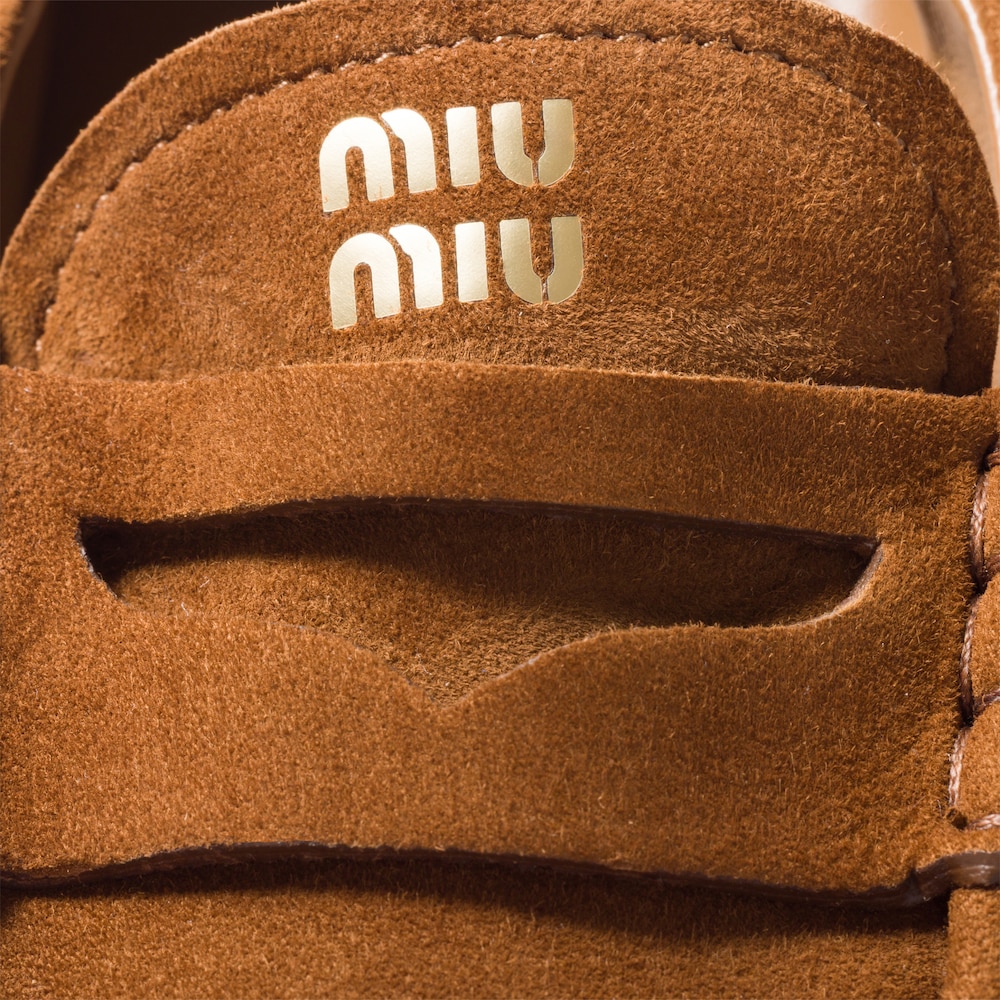 Miu Miu Ruches suede loafers Oak