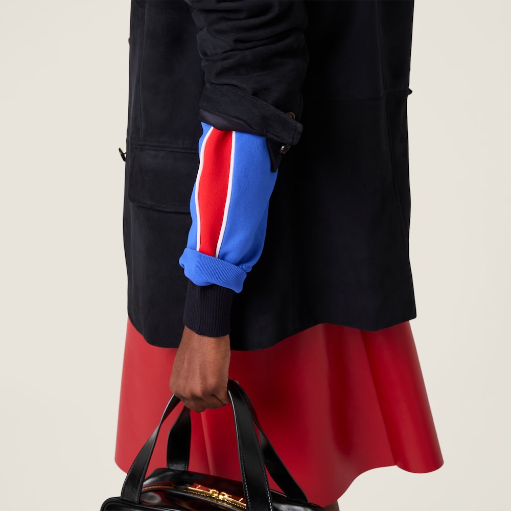 Miu Miu Technical yarn zipper sweatshirt Bright Blue / Red