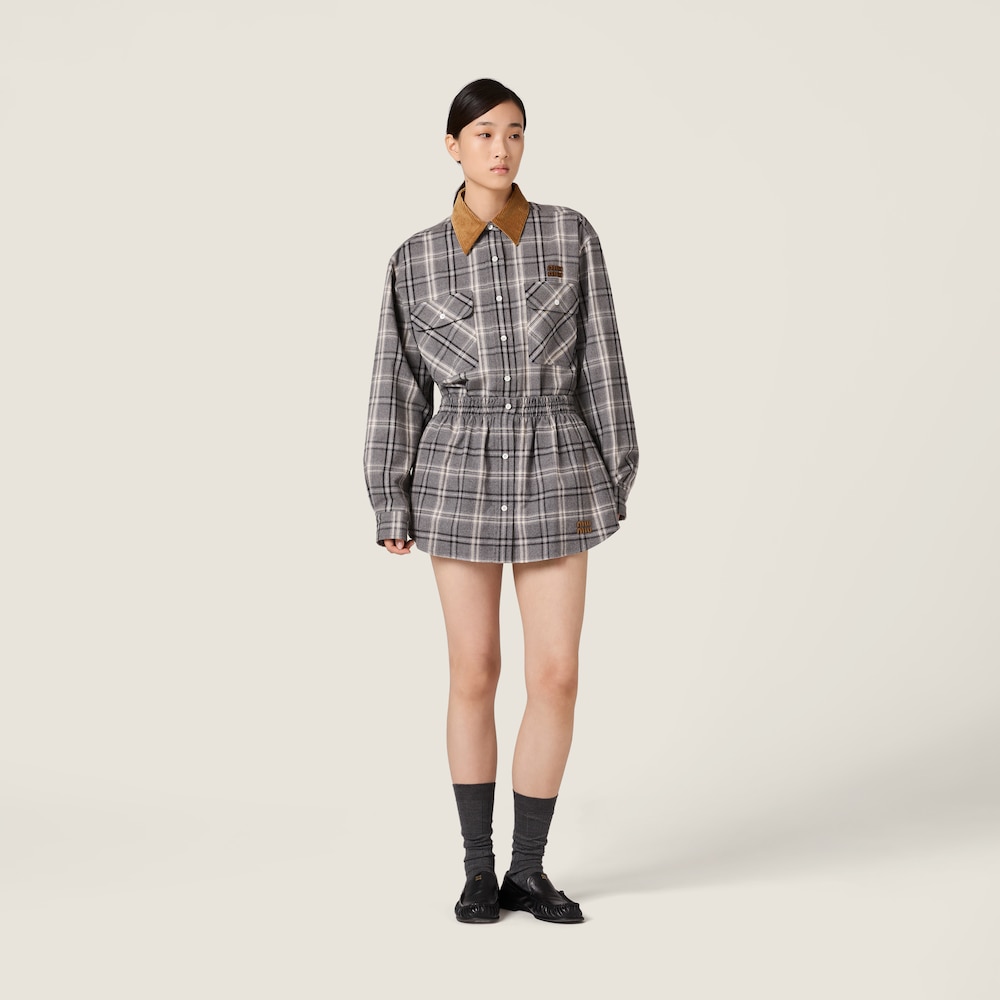 Miu Miu Checked flannel miniskirt Slate Gray