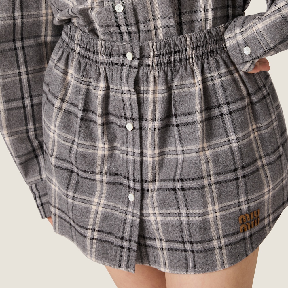 Miu Miu Checked flannel miniskirt Slate Gray