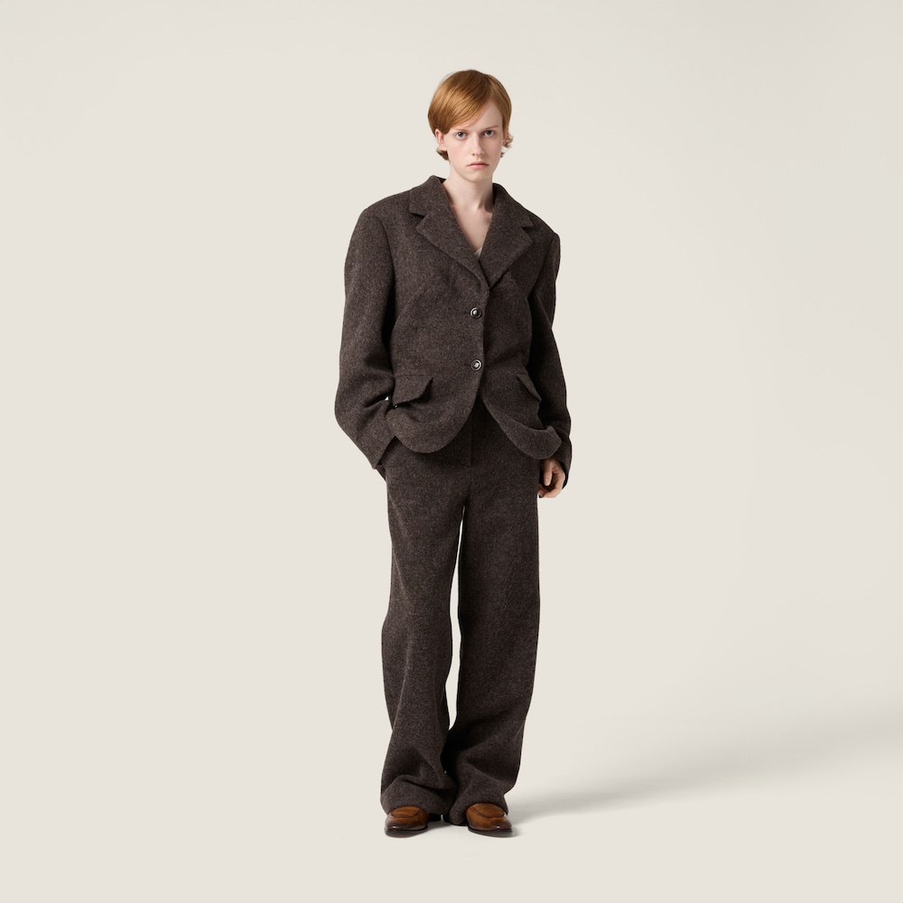 Miu Miu Single-breasted light Shetland wool jacket Ebony