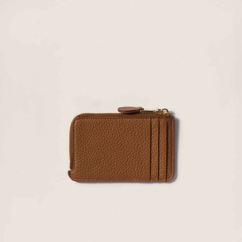 Miu Miu Leather pouch card holder Cognac