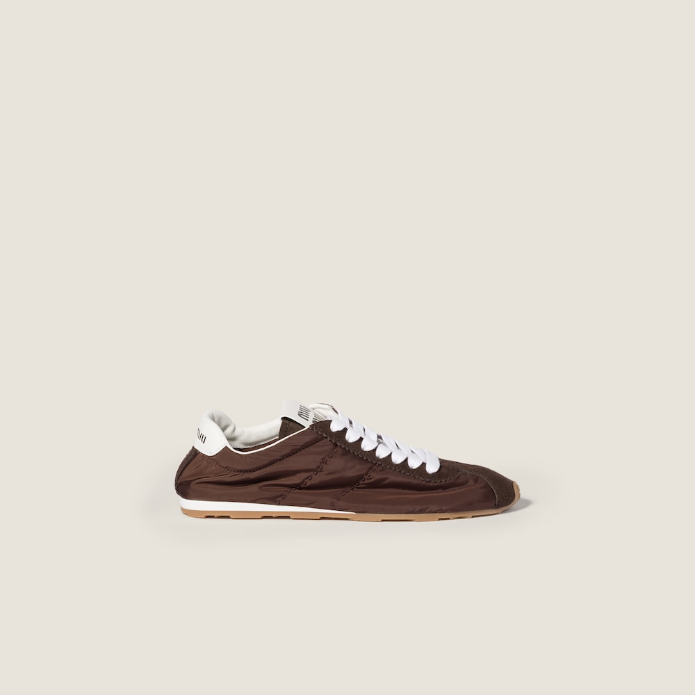 Miu Miu Plume technical fabric and suede sneakers Sienna