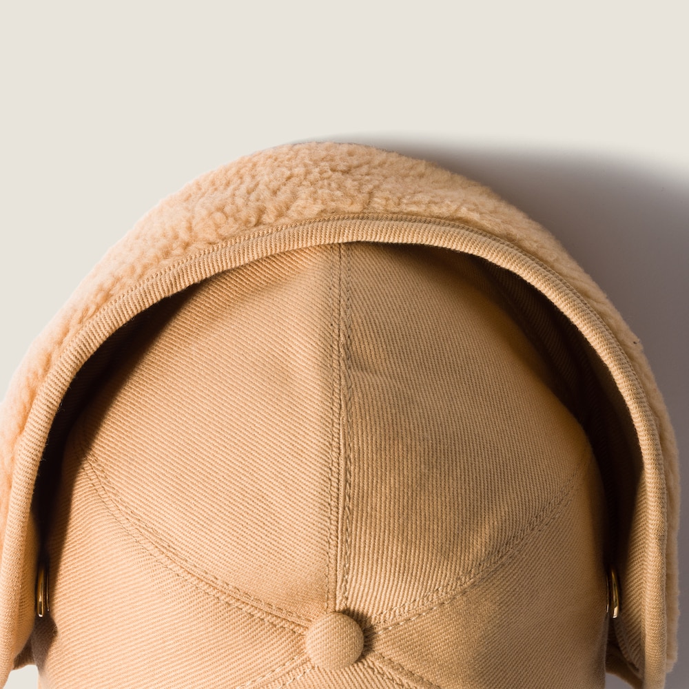 Miu Miu Drill and fleece cap - Honey